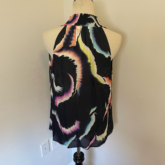 A.L.C. Back Silk Printed Sleeveless Flowy Mock Neck Minelli Blouse NWT Size 2 - Picture 3 of 4